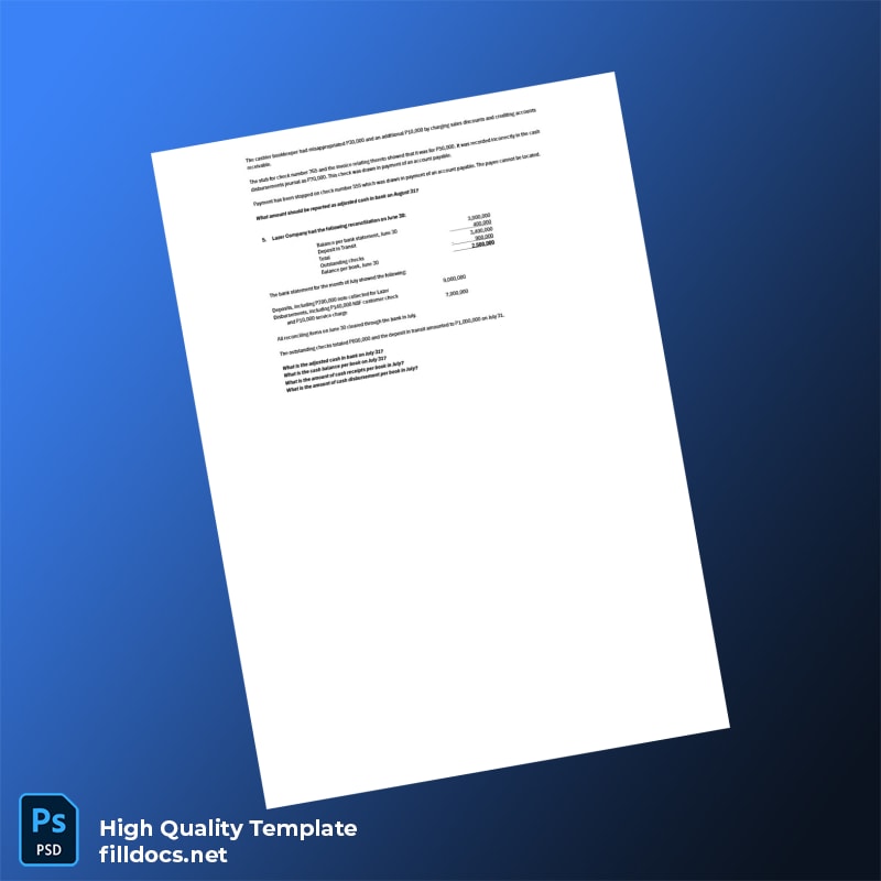 Activity For Bank Recon and Proof of Cash Template in Word and PDF formats page 2