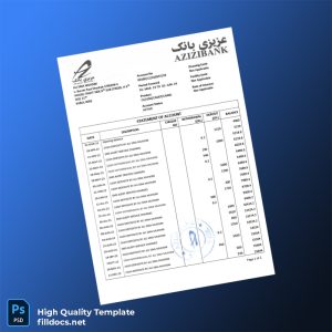Afghanistan Azizi Bank Statement Template in Word and PDF formats
