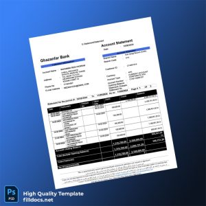 Afghanistan Ghazanfar Bank Statement Template in Word and PDF formats