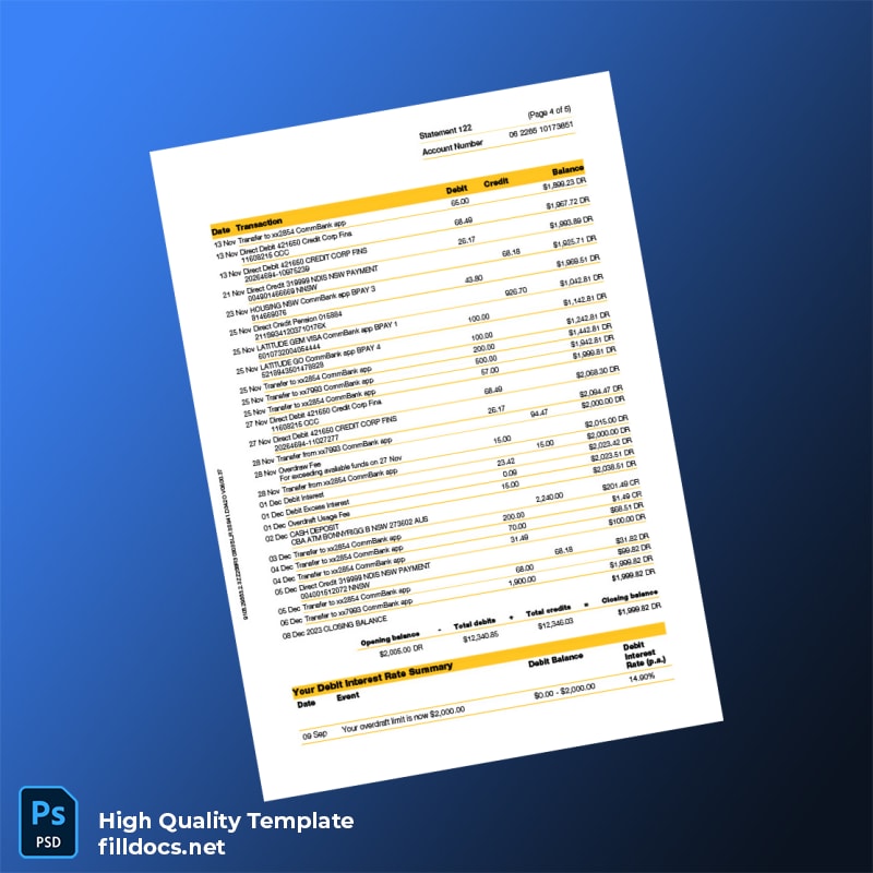 Australia Document Type Template in Word and PDF formats page 4