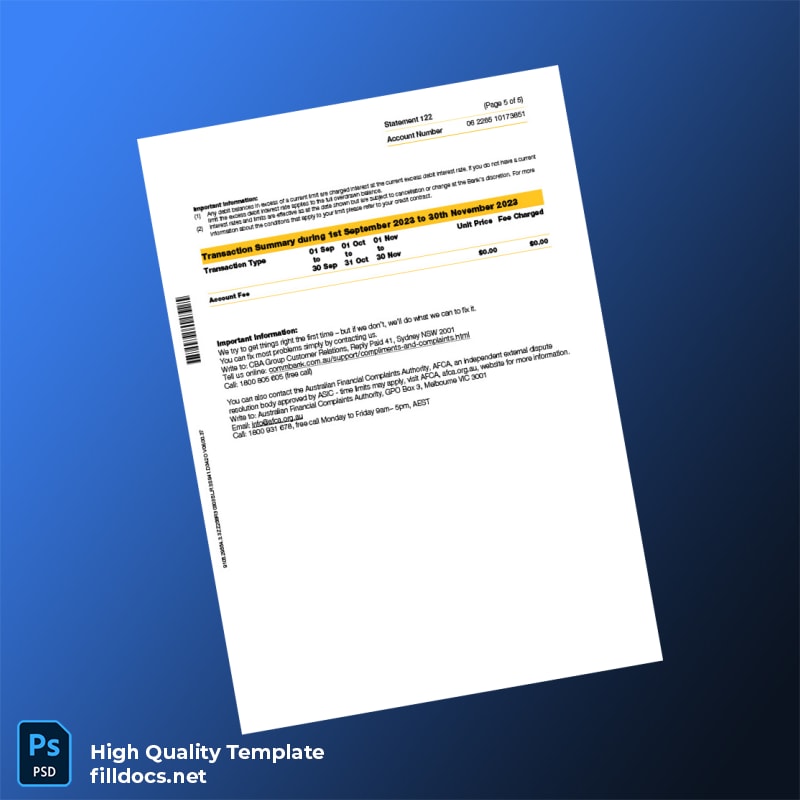 Australia Document Type Template in Word and PDF formats page 5