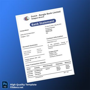 Bangladesh Dutch-Bangla Bank Statement Template in Word and PDF formats