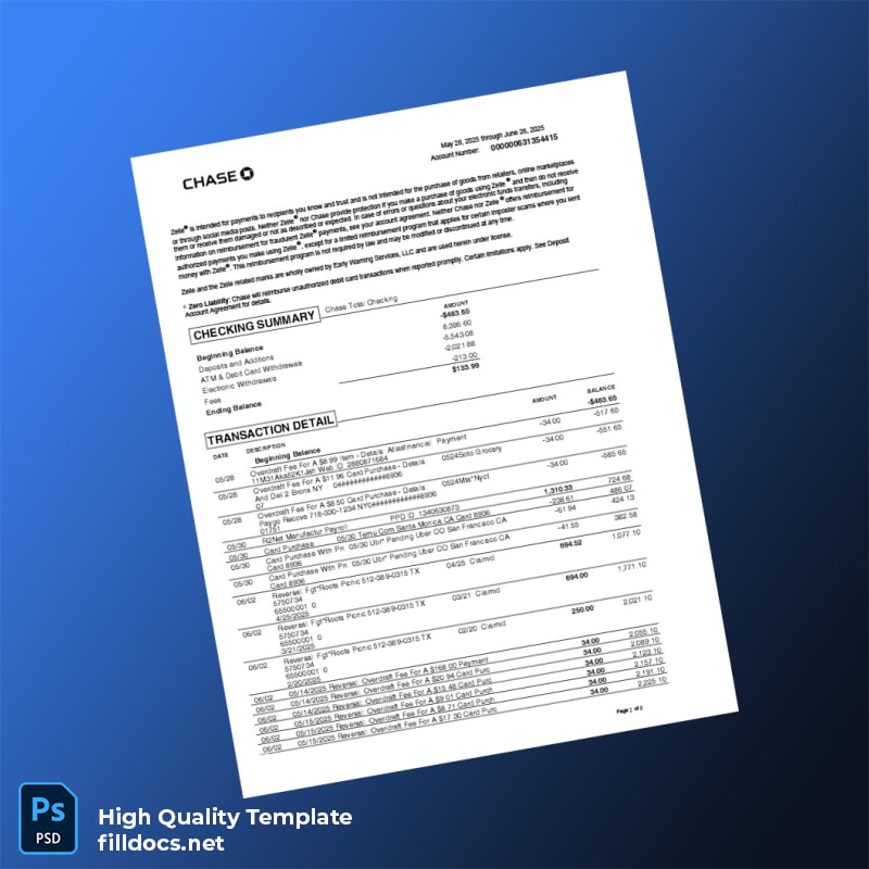 Bank Statement 3 Template in Word and PDF formats page 2