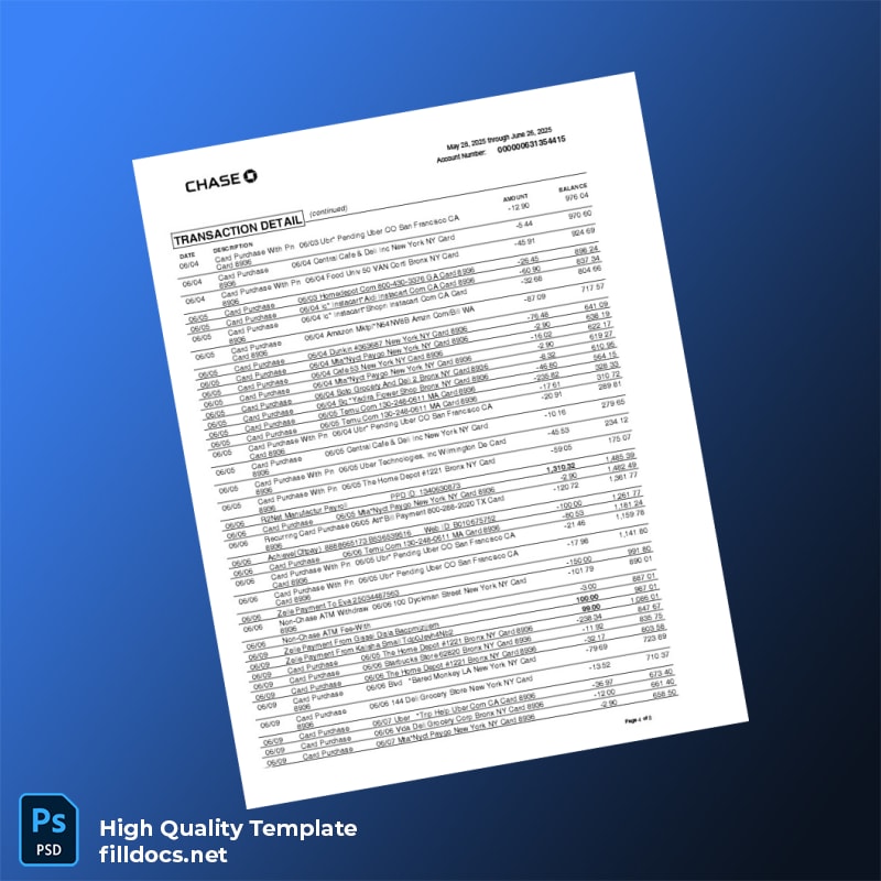 Bank Statement 3 Template in Word and PDF formats page 4