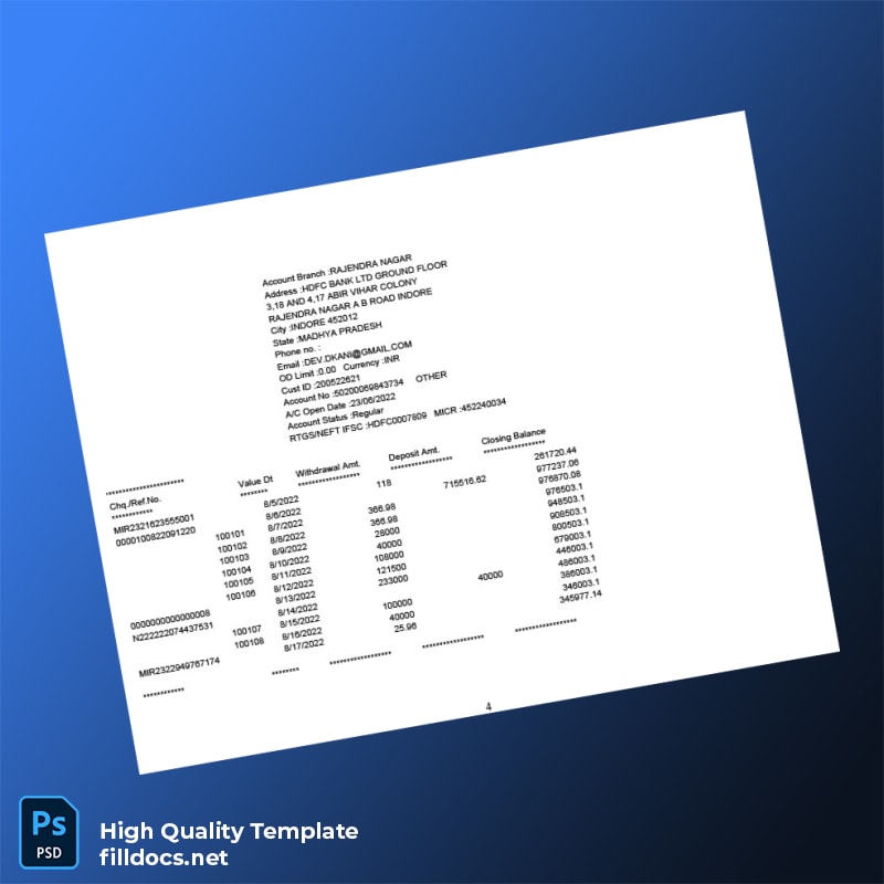 Bank Statement August-Imp Template in Word and PDF formats page 4