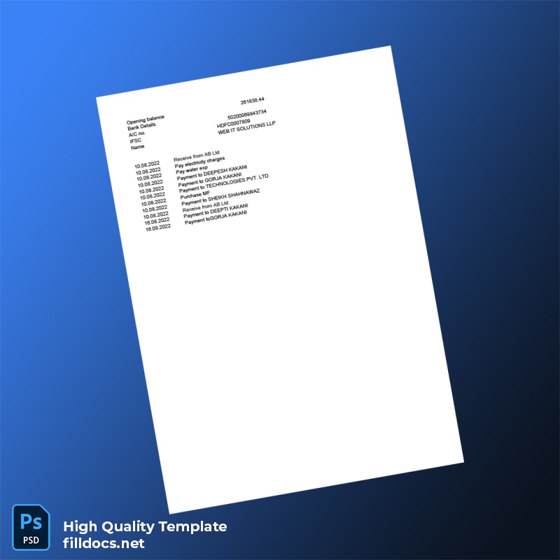 Bank Statement August-Imp Template in Word and PDF formats