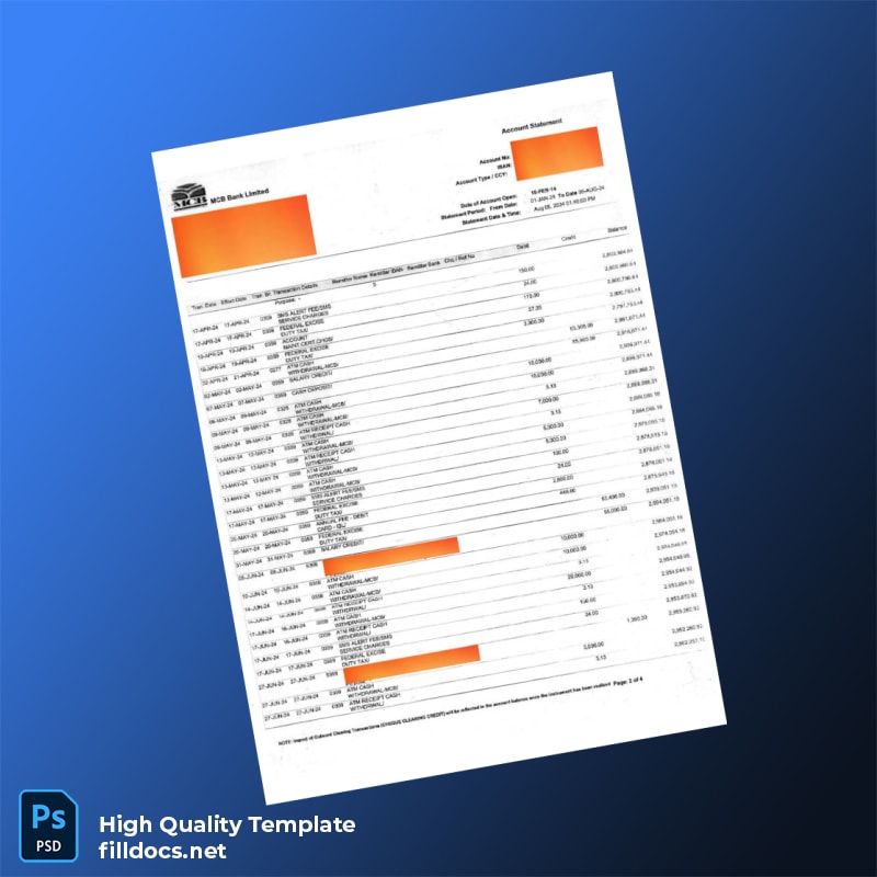 Bank Statement Sample - B Template in Word and PDF formats page 3
