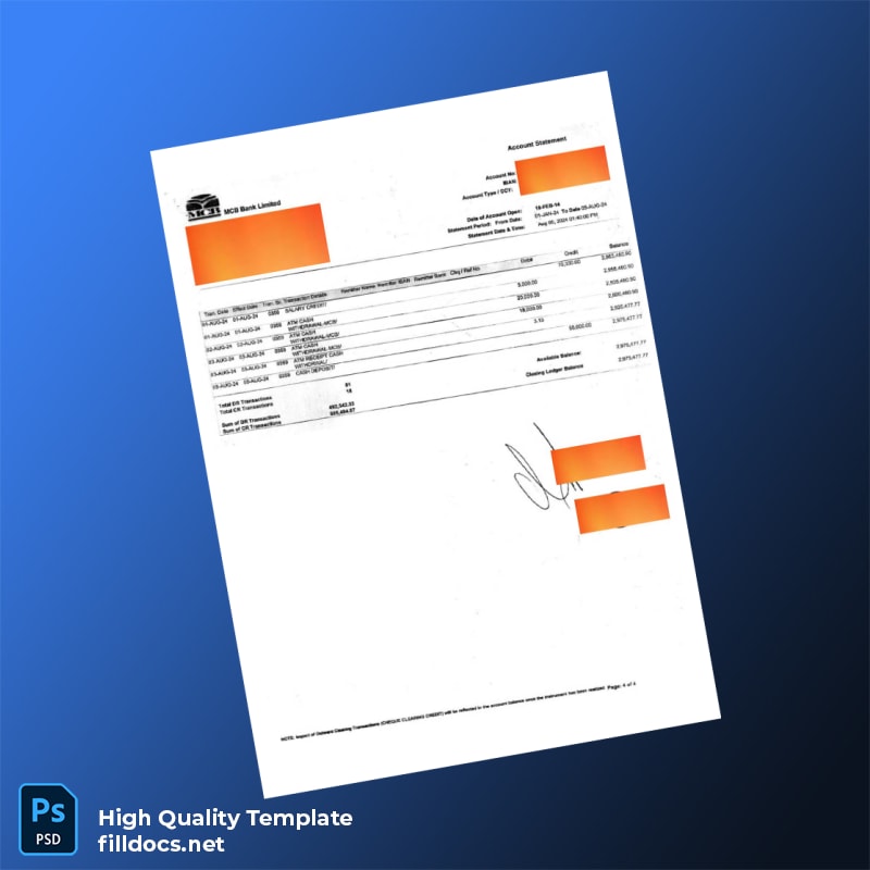 Bank Statement Sample - B Template in Word and PDF formats page 5