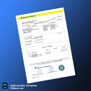 Brazil Banco Do Brasil Account Statement Template in Word and PDF formats