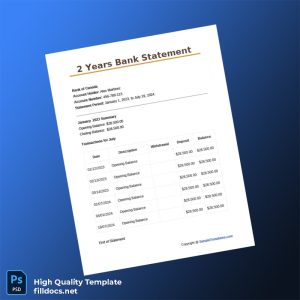 Canada Bank of Canada Bank Statement Template in Word and PDF formats