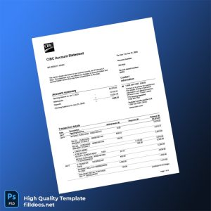 Canada CIBC Account Statement Template in Word and PDF formats