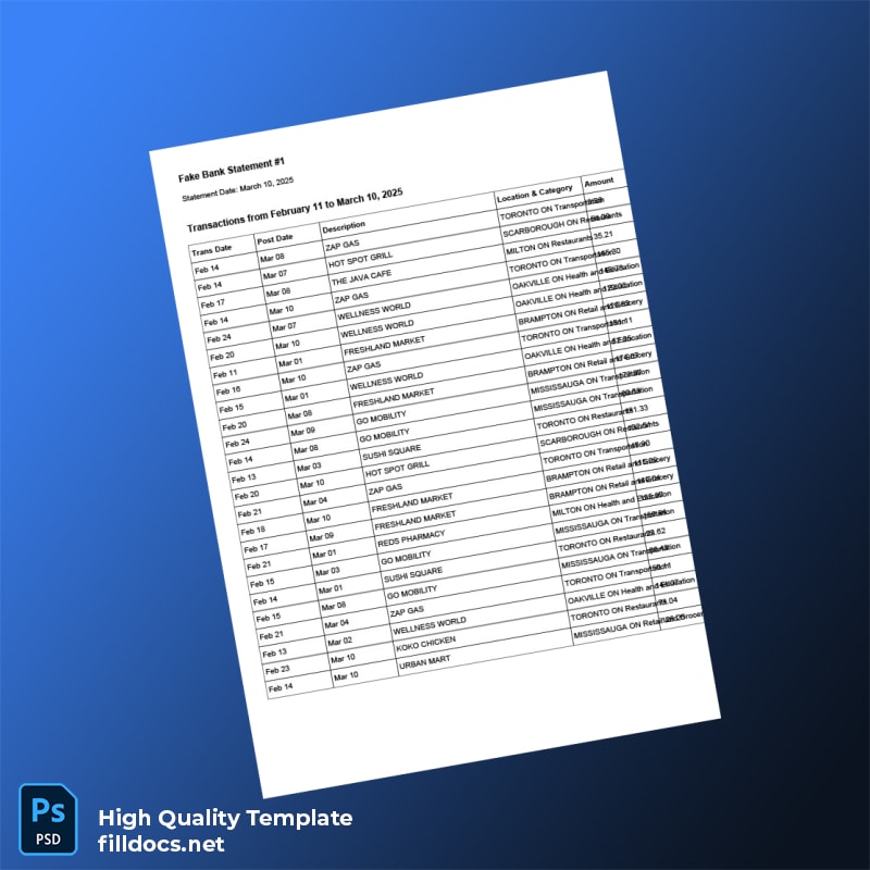 Canada Document Type Template in Word and PDF formats