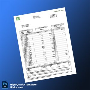 Canada TD Canada Trust Bank Statement Template in Word and PDF formats