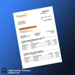 Canada Tangerine Bank Statement Template in Word and PDF formats