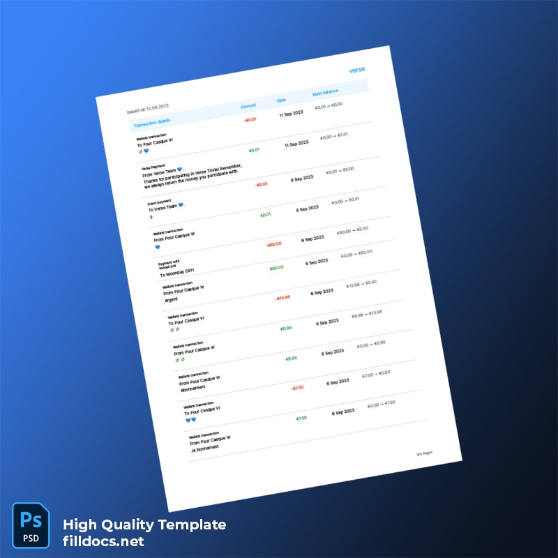 Ireland Verse Bank Statement Template in Word and PDF formats page 3