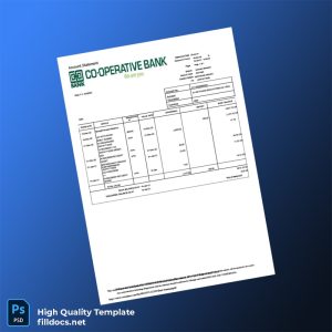 Kenya COOP Bank Statement Template in Word and PDF formats