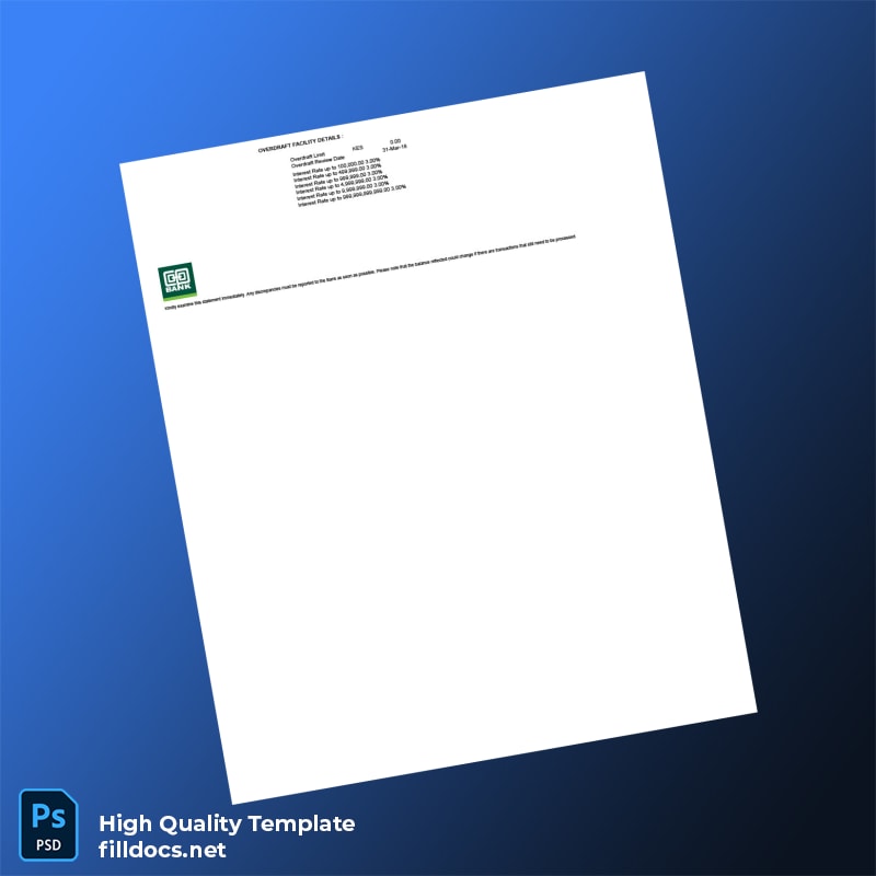 Kenya Cooperative Bank Account Statement Template in Word and PDF formats page 6