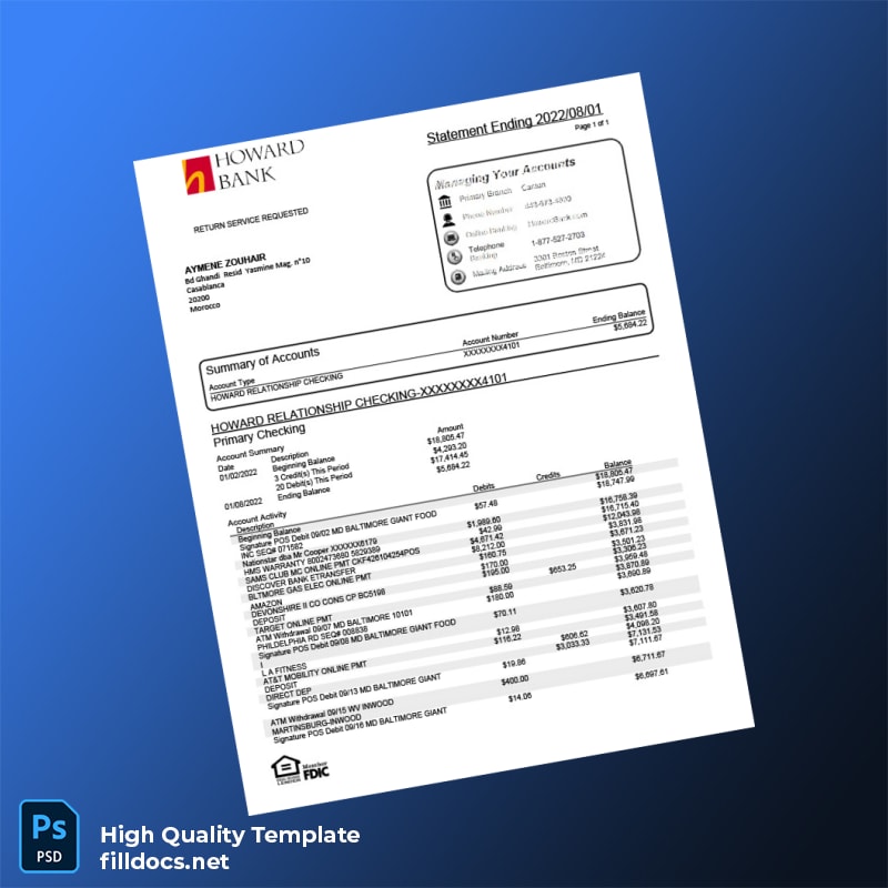 Morocco Document Type_ Bank Statement Editable Bank Statement Template in Word and PDF formats