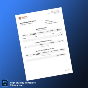 Philippines SeaBank Statement Template in Word and PDF formats