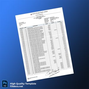 Saudi Arabia Dutch-Bangla Bank Account Statement Template in Word and PDF formats