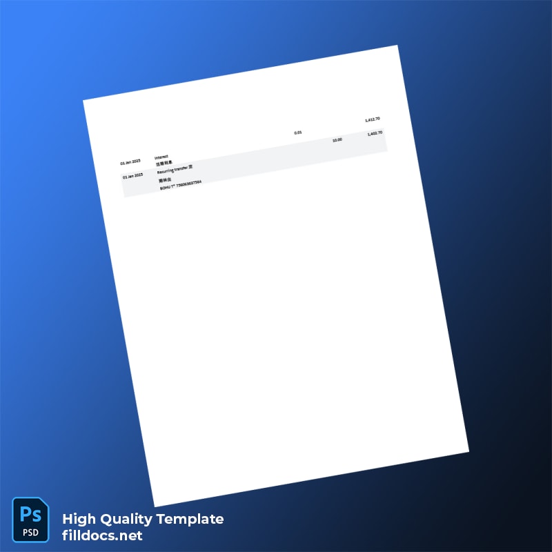 South Africa Bank Statement Template in Word and PDF formats page 2