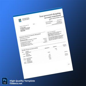 Spain Royal Bank of Canada Bank Statement Template in Word and PDF formats