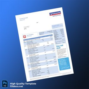 UK Nationwide Bank Statement Template in Word and PDF formats