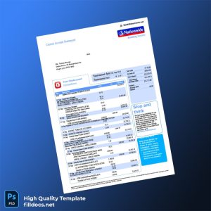 UK Nationwide Building Society Bank Statement Template in Word and PDF formats