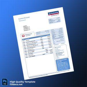 UK Nationwide Current Account Statement Template in Word and PDF formats
