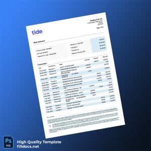UK Sterling Post Ltd Bank Statement Template in Word and PDF formats