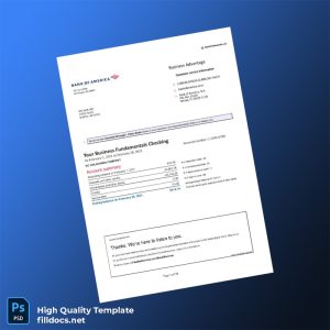 USA Bank of America Fake Bank Statement Template in Word and PDF formats