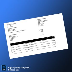 USA Bank of Domino Account Statement Template in Word and PDF formats