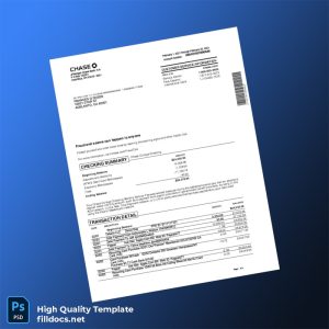 USA Chase College Checking Statement Template in Word and PDF formats