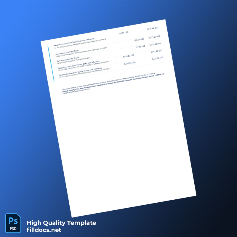 USA Daily Trade LLC Bank Statement Template in Word and PDF formats page 2