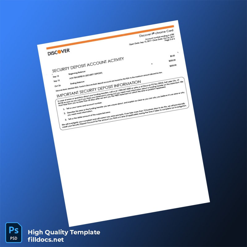 USA Discover Credit Card Statement Template in Word and PDF formats page 6