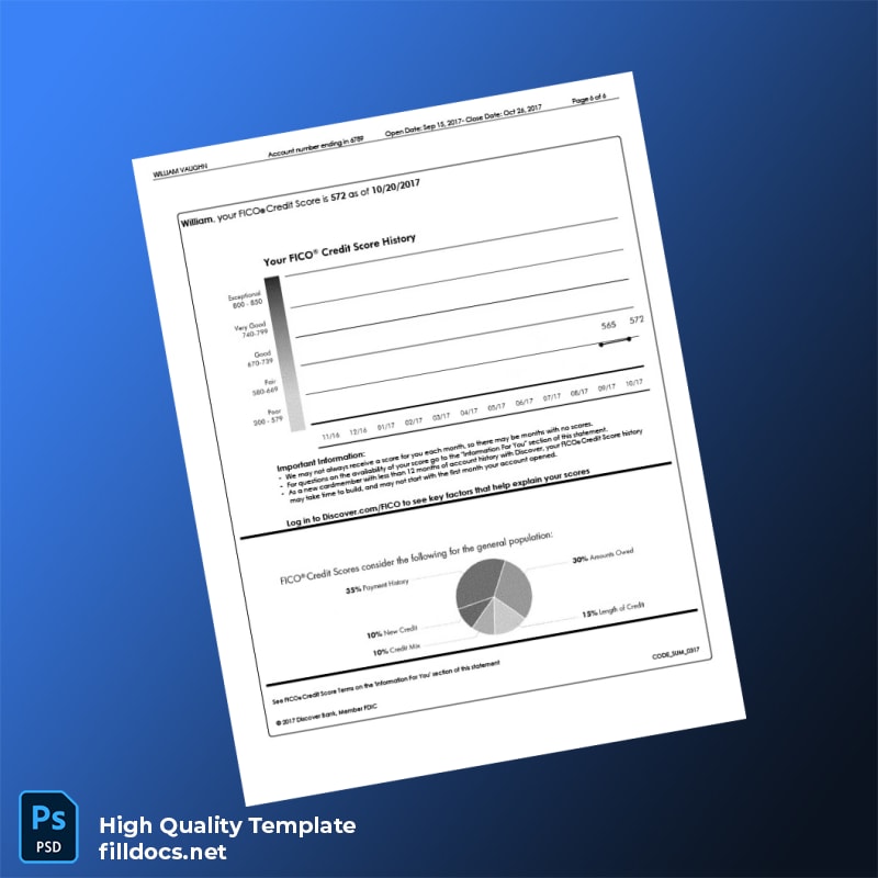 USA Discover Credit Card Statement Template in Word and PDF formats page 7