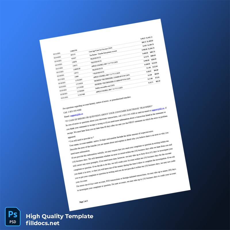 USA Document Type_ Bank Account Statement Template in Word and PDF formats page 2