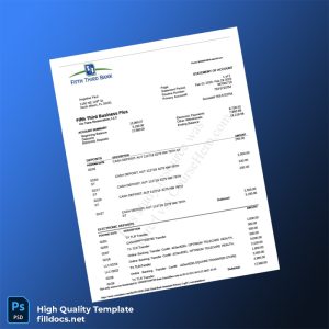 USA Fifth Third Bank Statement Template in Word and PDF formats