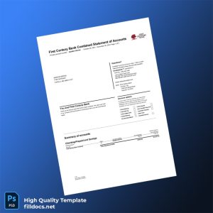 USA First Century Bank Bank Statement Template in Word and PDF formats