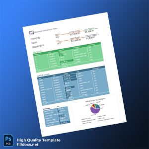 USA Monthly Bank Statement Template in Word and PDF formats