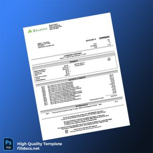 USA Regiones Bank Statement Template in Word and PDF formats