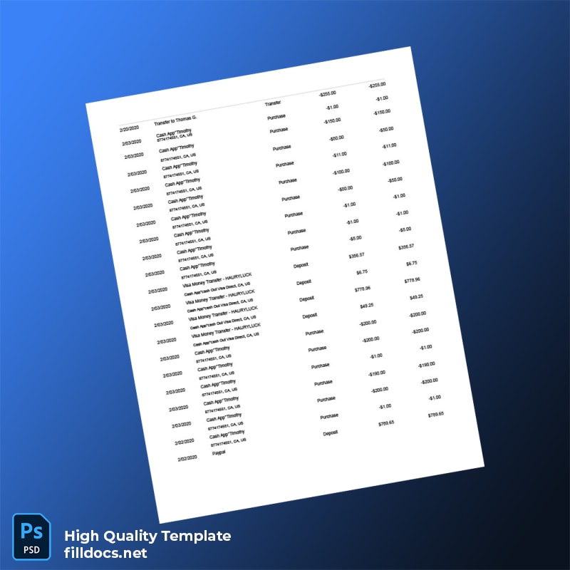 USA Robinhood Bank Statement Template in Word and PDF formats page 3