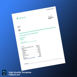 USA Robinhood Checking Account Statement Template in Word and PDF formats
