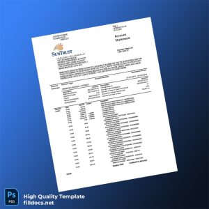 USA SunTrust Bank Statement Template in Word and PDF formats