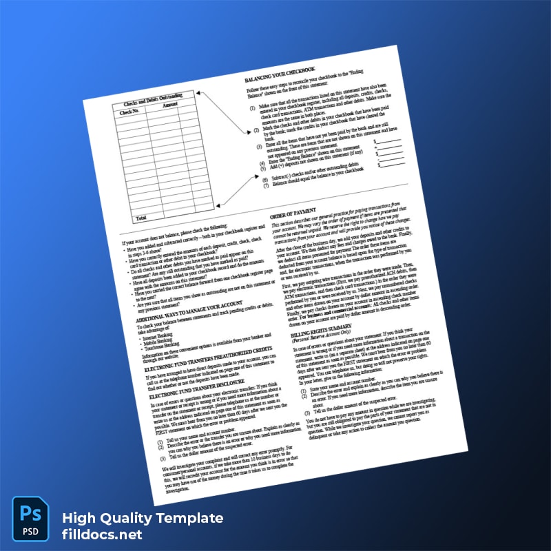 USA Synovus Bank Statement Template in Word and PDF formats page 8