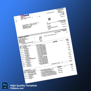 USA U S Bank Account Statement Template in Word and PDF formats