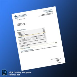USA USAA Bank Statement Template in Word and PDF formats