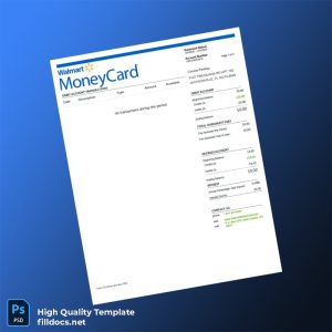USA Walmart Money Card Bank Statement Template in Word and PDF formats