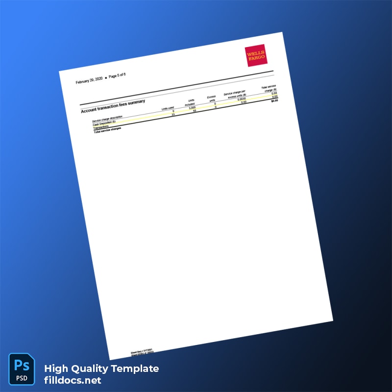 USA Wells Fargo Bank Statement Template in Word and PDF formats page 5