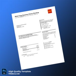 USA Wells Fargo Business Bank Statement Template in Word and PDF formats
